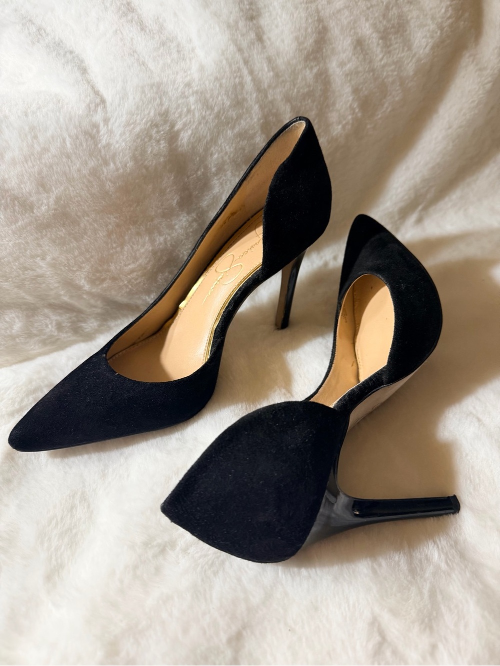 Black Pointed-Toe Suede Pumps - Women